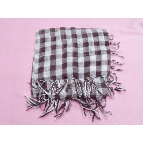 Wholesale HOT!Pretty silver thread plaid silk scarf for girl's gift