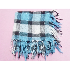 Wholesale Gorgeous Peacock Bule White plaid silk scarf for girl's gift with silver thread