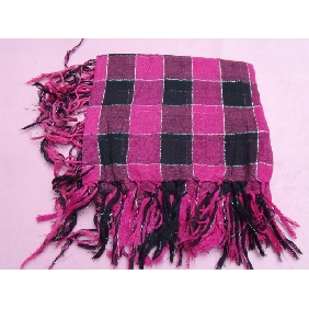 Wholesale Gorgeous stylish plaid silk scarf for girl's gift with silver thread