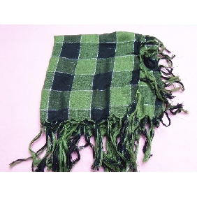 Wholesale Wonderful Mixed Green plaid silk scarf for girl's gift with silver thread