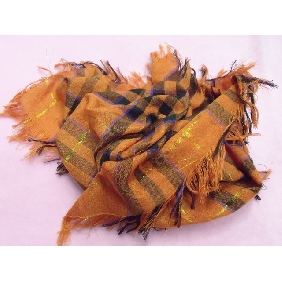 Wholesale Orange fashion gold thread unique plaid ruffled long shawl scarf