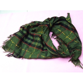Wholesale Dark green fashion gold thread unique plaid ruffled long shawl scarf