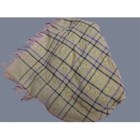 Wholesale Light color fashion gold thread unique plaid ruffled long shawl scarf