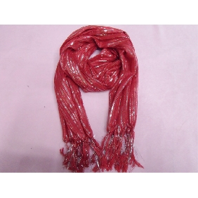 Wholesale red trendy silver thread long shawl scarf perfect for girl's gift