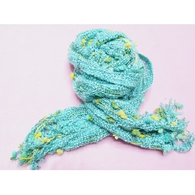 Wholesale Green Hand-knitted Soft Yarn Fringed Scarf Lady's Apparel Accessories