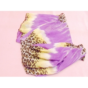 Wholesale Stylish Light Purple Leopard Printed Women Two-tone Soft Shawl Scarf