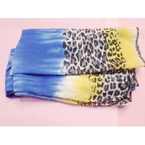 Wholesale Stylish Dark Blue Leopard Printed Women Two-tone Soft Shawl Scarf