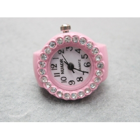 Wholesale Newly design decorative mini finger ring shape electronic watch with artificial diamond accessory