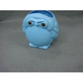 Wholesale owl-shape blue pen container