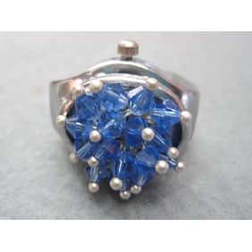 Wholesale 2010 Promotional newly design decorative mini finger ring shape electronic watch with artificial diamond accessory