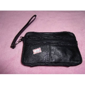 Trendy Genuine Leather Double-zipper Head Briefcases Belt Bag