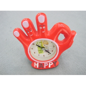 Wholesale 2010 Promotional newly decorative gesture shape vivid color high quality plastic electronic mini alarm clock