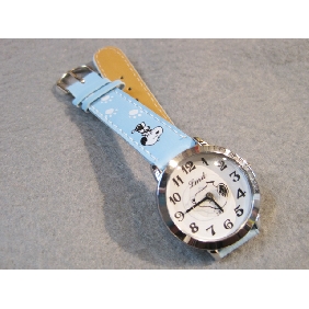 Wholesale 2010 Promotional newly design decorative fashion Snoopy electronic wrist watch with blue PU watchband
