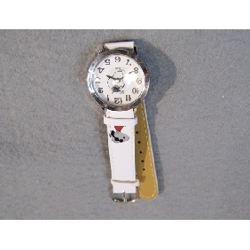 Wholesale 2010 Promotional newly design decorative fashion Snoopy electronic wrist watch with white PU watchband