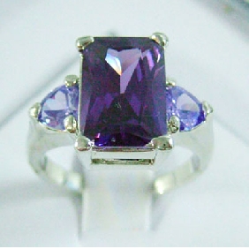 Wholesale purple clear square alloy and ziron ring for the meaning of  true love