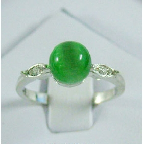 transparent green agate bead alloy slim exquisite ring