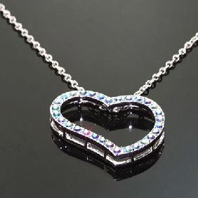 Wholesale irregular heart with coloful diamond pendant alloying coppery neclace chain