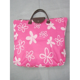 Wholesale Hotpink Carry-on Dichotomanthes Reusable Shopping Bag with Small Flowers Printed