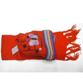 Wholesale Red Fashion Knit Hat and Scarf Set for Baby Girls
