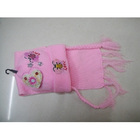 Wholesale Pink Lovely Baby Girl Hat and Scarf Set for 3-4 Years