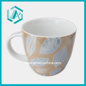 New Style Short Lovely Leaf Design, Ceramic Coffee Cup 0218