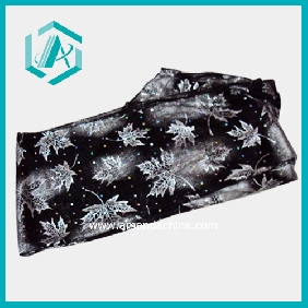 Wholesale Bright Color Flat Bed Press Silvery Leaves Head Scarf