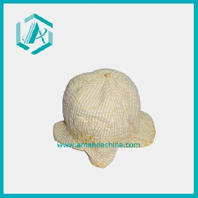 Wholesale Yellow Relaxed Design Smile Paten Lace Cotton Striped Hat