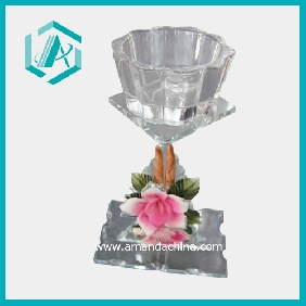 Wholesale Warm Welcomed Flower Design Glass Candle Holder