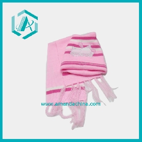 Wholesale Animal Design Hat Pink Scarf 100% Acrylic Lovely Hat Scarf Set