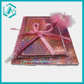 Delicate Pattern Cover Notebook (large, medium, small) With A Feather Pen