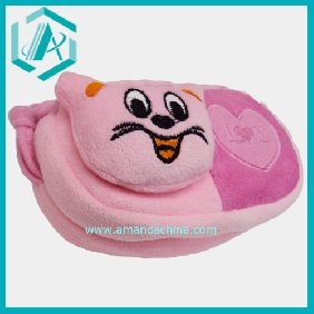 Wholesale Plush cute pink purse for girls, cat sewed on it
