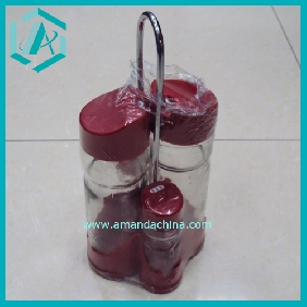 Wholesale Daily Use Glass Bottle And Plastic Cover Cruet Set, 4pcs Set