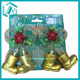 Two pair of shoes like Christmas tree ornament