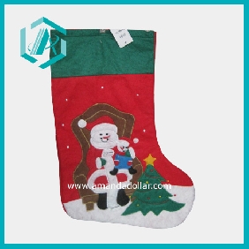 Red stockings as gifrt Christmas sock with Santa Claise on it ornament