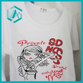Wholesale Cute white girl's T-shirt with figure 100% cotton on sale all size