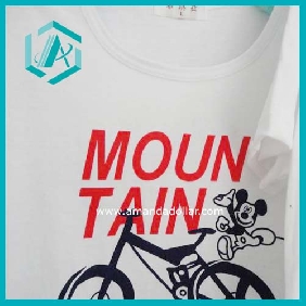 Wholesale summer round neck girl's T-shirt 100% cotton all size fresh white with picture printed