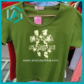 Wholesale cotton girl's T-shirt on sale S ML XL XXL grass roots in green