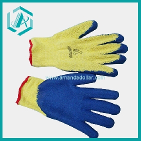 New blue and yellow mixed color rubber wrist  latex gloves