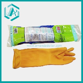 Wholesale new orange lengthening rubber gloves stretch long Kitchen and toilet household cleaning gloves