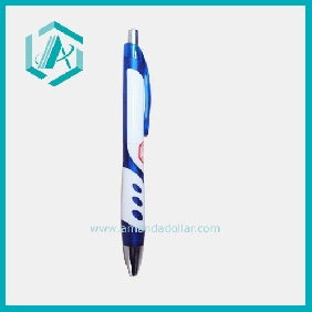 Wholesale Inter design portable blue and white plastic spring ball point pen stationery