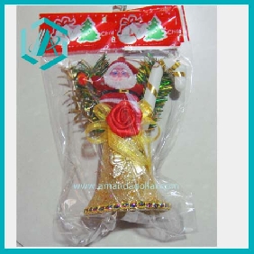 Wholesale Merry Christmas gold bell pendant ornament with a silver Santa Clause decorate Christmas tree