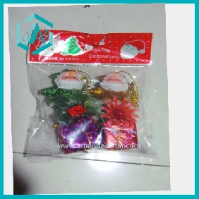 Wholesale Chrsitmas ornament Santa Clause pendant with colorful gift box at the bottom 2pcs/ opp
