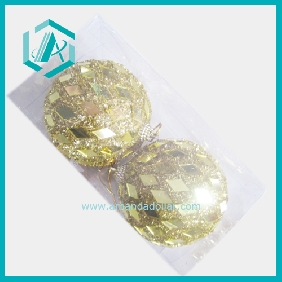 Wholesale 3.54" new Christmas glass ball adornment with lozenge glass pattern 2pcs/ opp