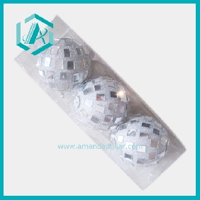 Wholesale 2.8" new Christmas silver glass ball ornament with round glass pattern 3pcs/opp on sale