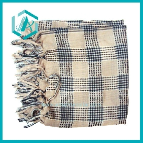 Multi function headwear new fashion cotton Yarn washing beige headscarves with lattice