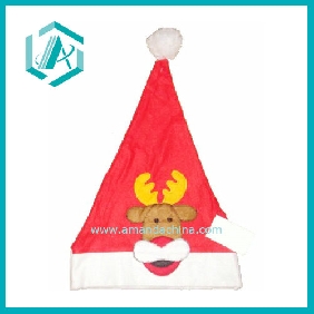 Wholesale 2010 newest style red cotton polyester Christmas cap&hat for Christmas day dressing
