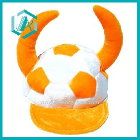 Wholesale yellow and white cotton polyester with ox horn Christmas cap&hat