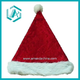 newest red cotton polyester plush Christmas hat&cap