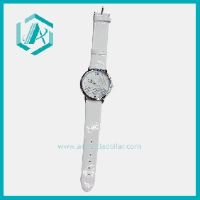 Wholesale Sliver Rim White Leather Chain Wrist Watch suitable for Girls