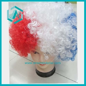 Wholesale 3 Colors Mix Curly Afro clown wigs For WORLD CUP FIFA2010 party